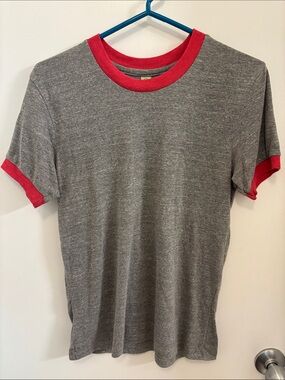 Alternative Apparel Men's Gray Ringer T‑Shirt with Red Trim